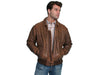 '-Rainwater's -Rainwater's -  - Scully Mens Classic Leather Bomber Jacket in Brown Lambskin -