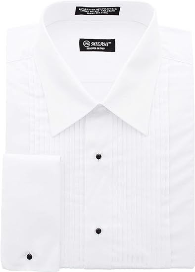 Milani French Cuff Tuxedo Shirt in White