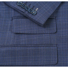 English Laundry Peak Lapel Slim Fit Suit In Blue Muted Plaid