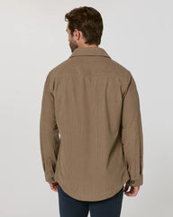 7 Diamonds Crossway Corduroy Shirt Jacket Overshirt in Taupe