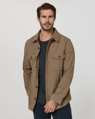 7 Diamonds Crossway Corduroy Shirt Jacket Overshirt in Taupe