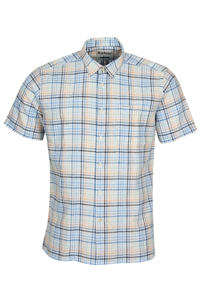 Barbour Starmer Summer Button Down Collar Short Sleeve Tailored Fit Shirt In Mint