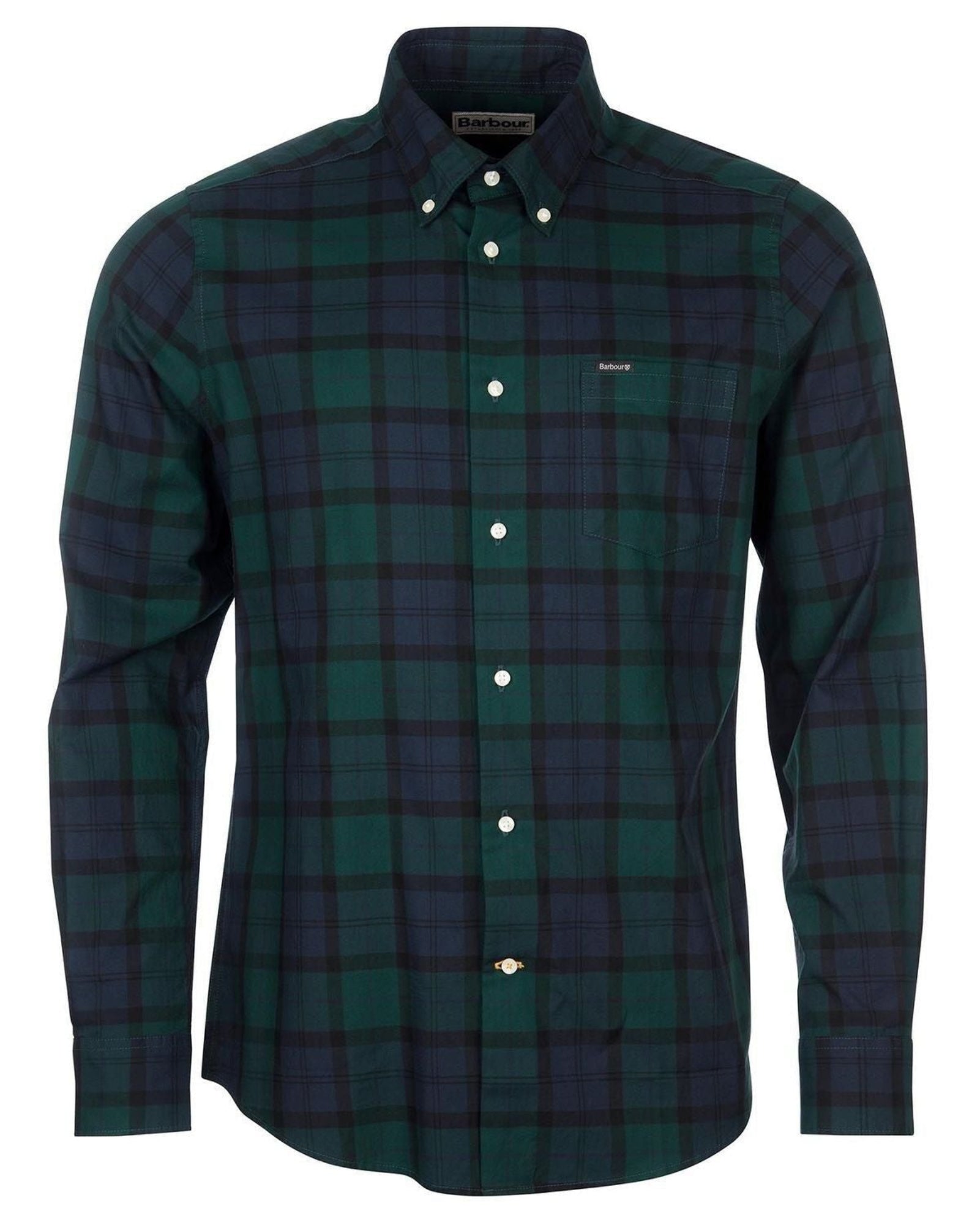 -Rainwater's -Barbour - Button Up Sport Shirts - Barbour Wetheram Black Watch Tartan Plaid Button Down Collar Shirt in Tailored Fit -