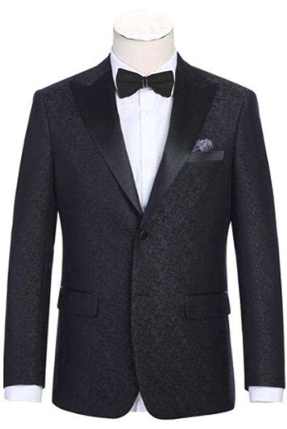 Black Floral Peak lapel Dinner Jacket Tuxedo Rental