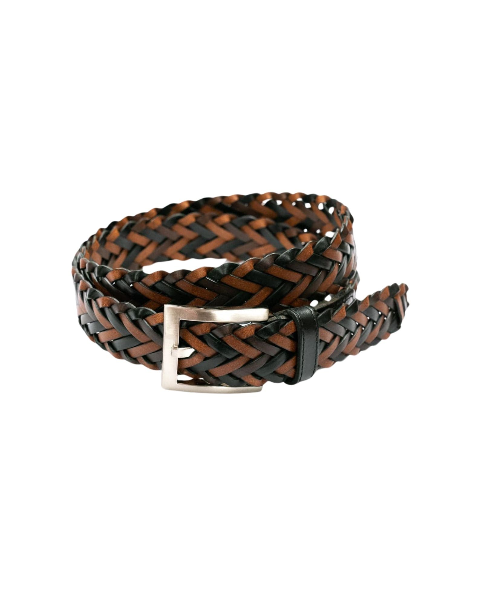 Brown & Black Braided Leather Belt - Rainwater's Men's Clothing and Tuxedo Rental