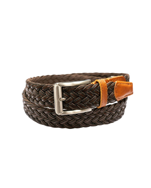 Brown Braided Leather Belt - Rainwater's Men's Clothing and Tuxedo Rental