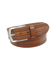 Cognac Leather Strap Belt With Embossed Design - Rainwater's Men's Clothing and Tuxedo Rental