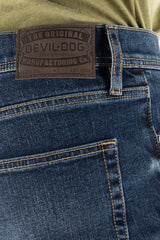 Devil Dog Jeans Clayton Bootcut Jean In Med Dark Denim