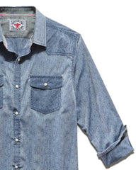Flag & Anthem Mena Dot Print Vintage Soft Western Shirt In Washed Navy
