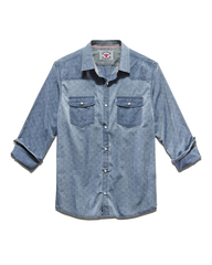 Flag & Anthem Mena Dot Print Vintage Soft Western Shirt In Washed Navy