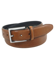 Dominic Micro-Perforated Embossed Belt in Cognac - Rainwater's Men's Clothing and Tuxedo Rental