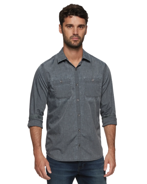 Flag & Anthem Dallas Vintage Washed Long Sleeve Shirt In Charcoal