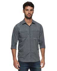 Flag & Anthem Dallas Vintage Washed Long Sleeve Shirt In Charcoal