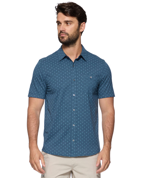 Flag & Anthem Short Sleeve Knit Shirt Fulton Geometric Print In Blue