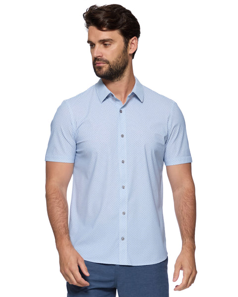 Flag & Anthem Madeflex Journey Stretch Short Sleeve Shirt Carlisle Neat Print in Blue