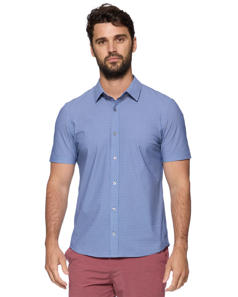 Flag & Anthem Madeflex Journey Stretch Short Sleeve Shirt Lynco Neat Print in Blue