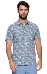 Flag & Anthem Short Sleeve Shirt Harrington Vintage Floral In Charcoal Combo