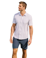 Flag & Anthem Madeflex Journey Stretch Short Sleeve Shirt Dot Print in White & Blue