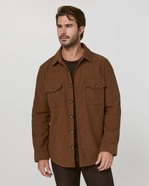 7 Diamonds Crossway Corduroy Shirt Jacket Overshirt in Cedar