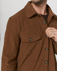 7 Diamonds Crossway Corduroy Shirt Jacket Overshirt in Cedar