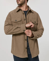 7 Diamonds Crossway Corduroy Shirt Jacket Overshirt in Taupe