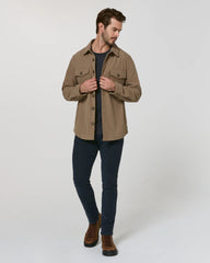 7 Diamonds Crossway Corduroy Shirt Jacket Overshirt in Taupe