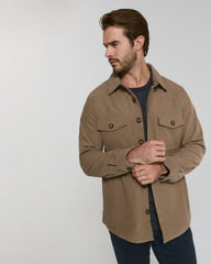 7 Diamonds Crossway Corduroy Shirt Jacket Overshirt in Taupe