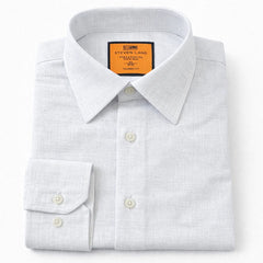 Steven Land Linen Texture Hidden Button Down Collar Shirt in White