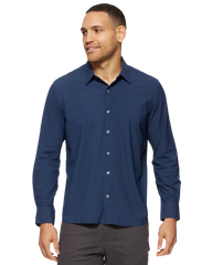 Flag & Anthem Madeflex Journey Stretch Long Sleeve Shirt in Navy Pin Dot