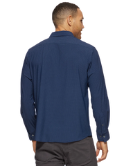 Flag & Anthem Madeflex Journey Stretch Long Sleeve Shirt in Navy Pin Dot