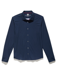 Flag & Anthem Madeflex Journey Stretch Long Sleeve Shirt in Navy Pin Dot