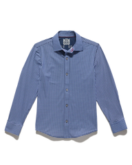 Flag & Anthem Madeflex Journey Stretch Long Sleeve Shirt in Navy & Blue Gingham