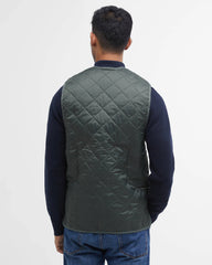 Barbour Quilted Zip-In Liner Vest Gilet In Dark Olive & Classic Tartan