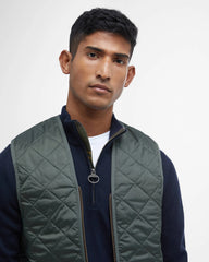 Barbour Quilted Zip-In Liner Vest Gilet In Dark Olive & Classic Tartan