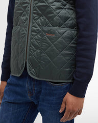 Barbour Quilted Zip-In Liner Vest Gilet In Dark Olive & Classic Tartan