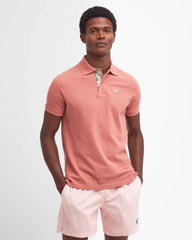 Barbour Tartan Pique Polo in Pink Clay