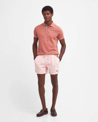 Barbour Tartan Pique Polo in Pink Clay