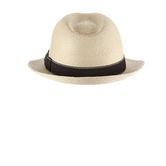 Scala Wyatt Fedora Panama Hat In Sewn Braid Weave Natural Color With Black Band