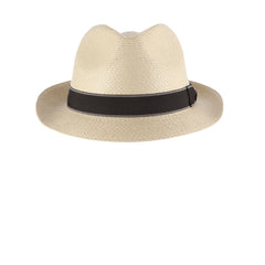 Scala Wyatt Fedora Panama Hat In Sewn Braid Weave Natural Color With Black Band