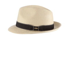 Scala Wyatt Fedora Panama Hat In Sewn Braid Weave Natural Color With Black Band