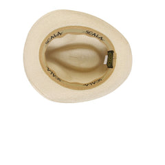 Scala Wyatt Fedora Panama Hat In Sewn Braid Weave Natural Color With Black Band