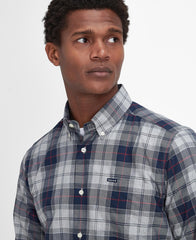 Barbour Wetheram Blue Granite Plaid Button Down Collar Shirt in Tailored Fit