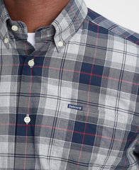 Barbour Wetheram Blue Granite Plaid Button Down Collar Shirt in Tailored Fit