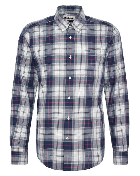 Barbour Wetheram Blue Granite Plaid Button Down Collar Shirt in Tailored Fit