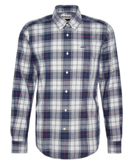 Barbour Wetheram Blue Granite Plaid Button Down Collar Shirt in Tailored Fit