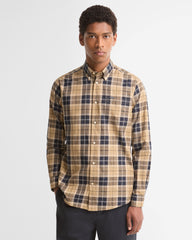 Barbour Wetheram Birchwood Dress Tartan Plaid Button Down Collar Shirt in Tailored Fit