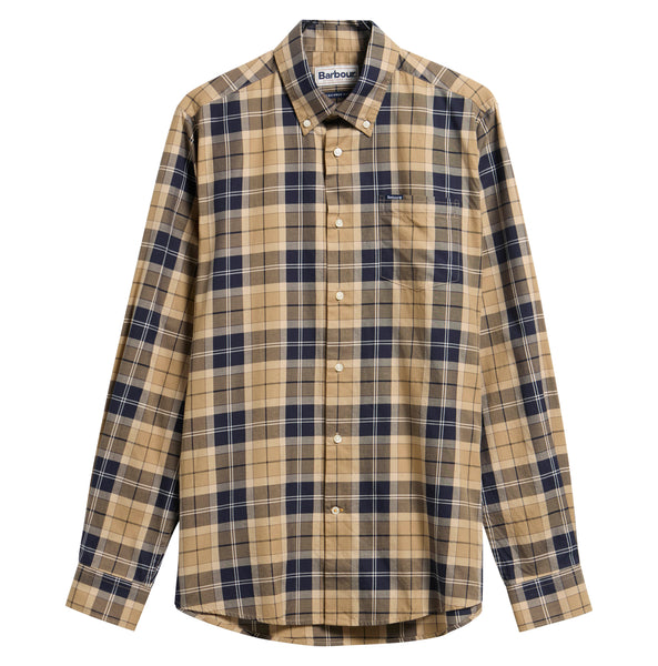 Barbour Wetheram Birchwood Dress Tartan Plaid Button Down Collar Shirt in Tailored Fit