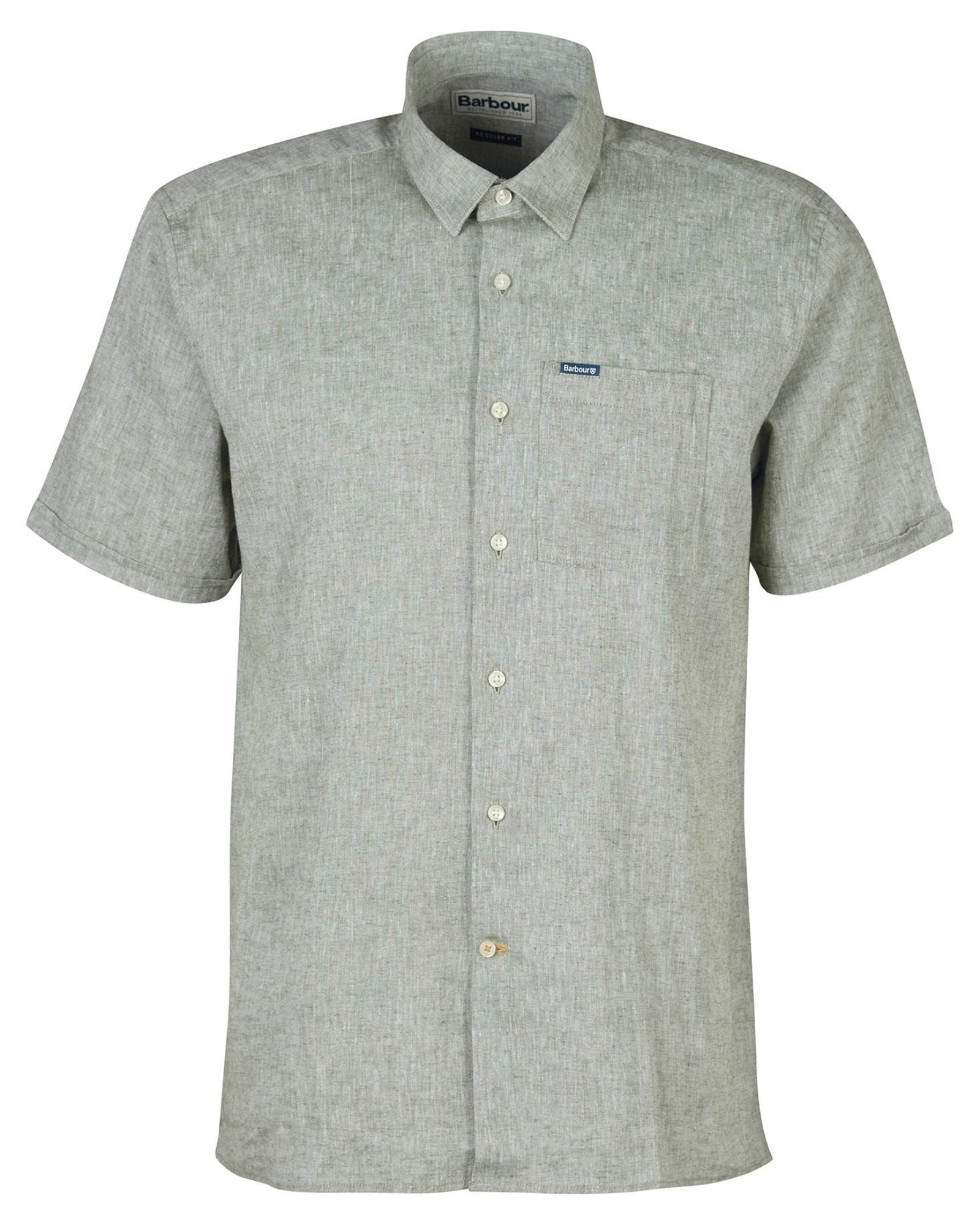 Barbour Nelson Short Sleeve Summer Shirt In Bleached Olive