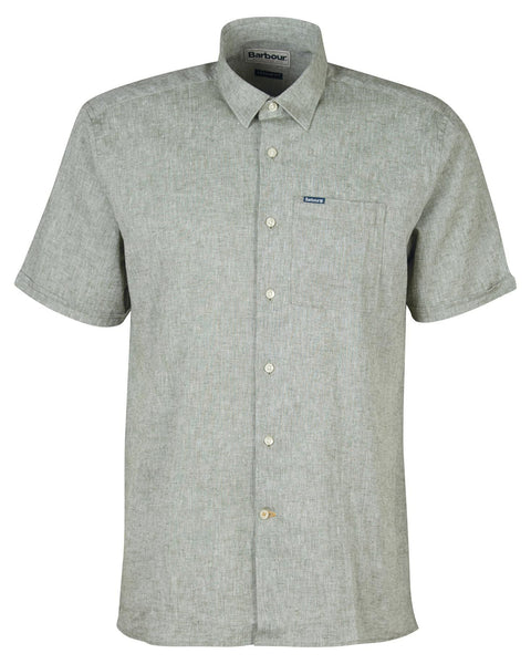 Barbour Nelson Short Sleeve Summer Shirt In Bleached Olive