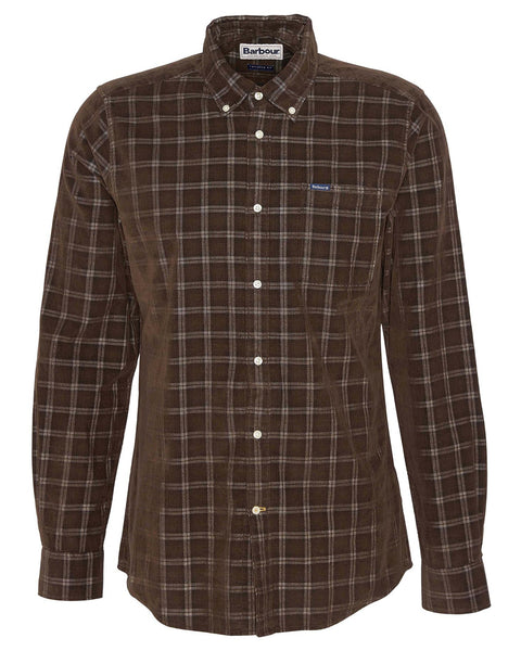 Barbour Harthill Tailored Long Sleeved Cord Shirt in Brown